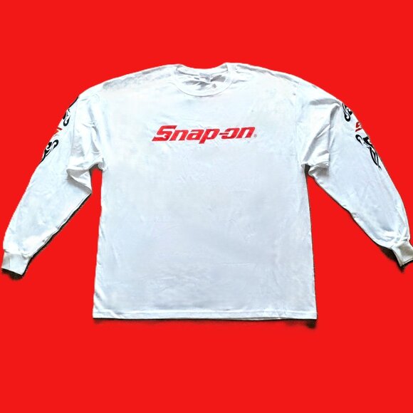 Snap-on Tools White Long Sleeve Hanes T-Shirt ~ Sleeve Graphics ~ Adult 2XL, NEW - Picture 1 of 12